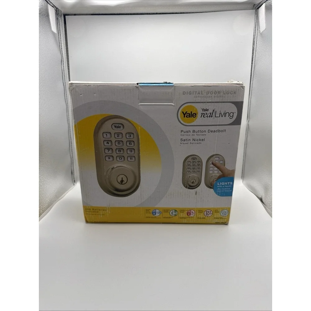 Yale Real Living Electronic Keyless Entry Deadbolt, Front Door Lock Satin Nickel